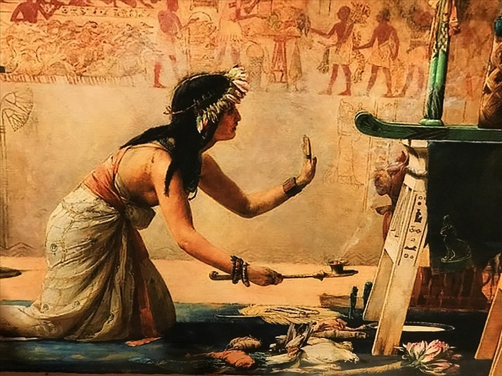 Tranh vẽ về xông trầm hương ở Ai Cập thời cổ đại.