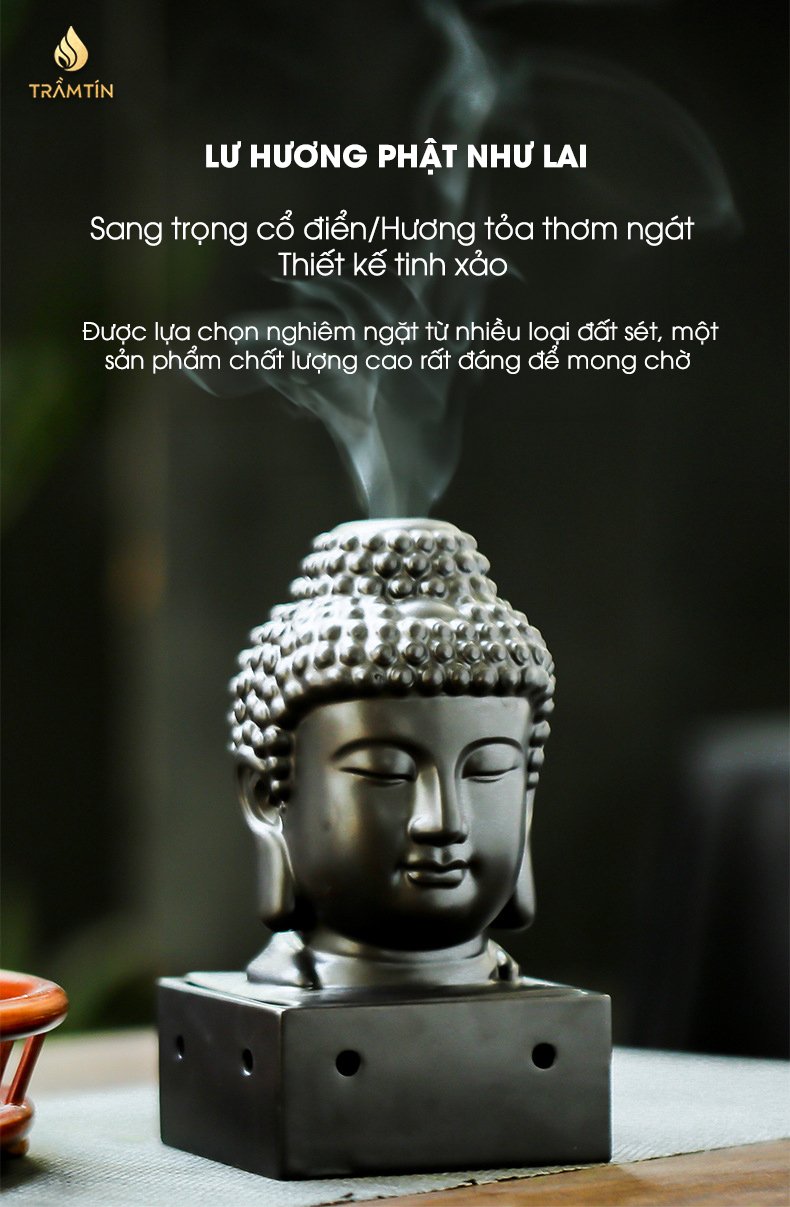 Lư gốm Phật Như Lai tôn nghiêm trang trọng