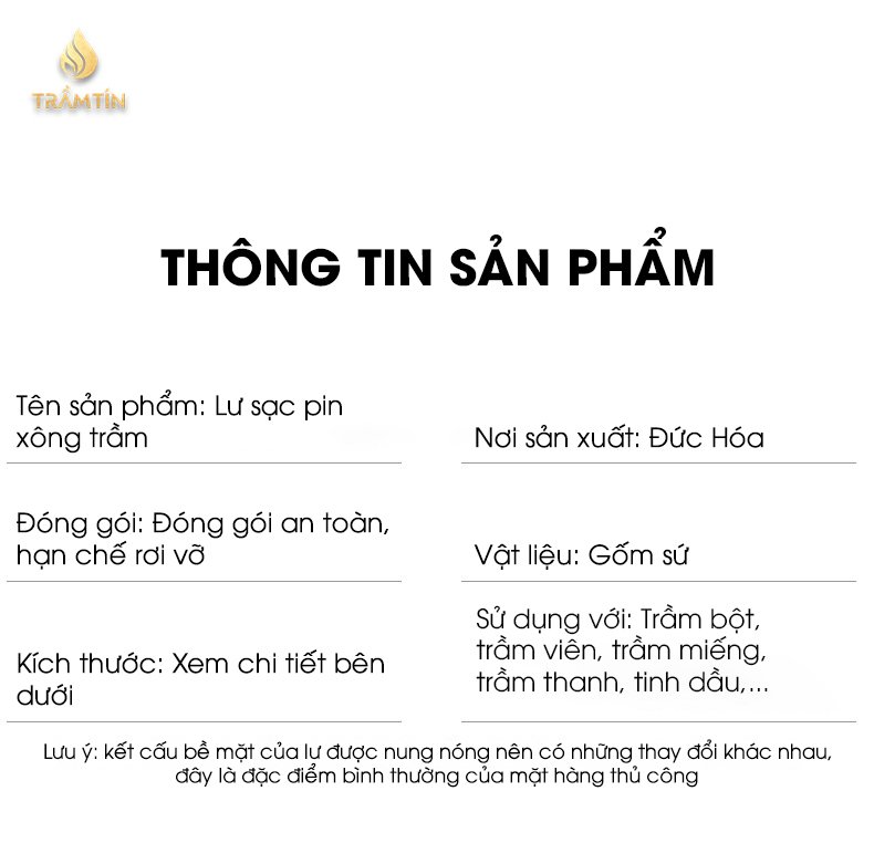 Thông tin sản phẩm lư điện hình trụ