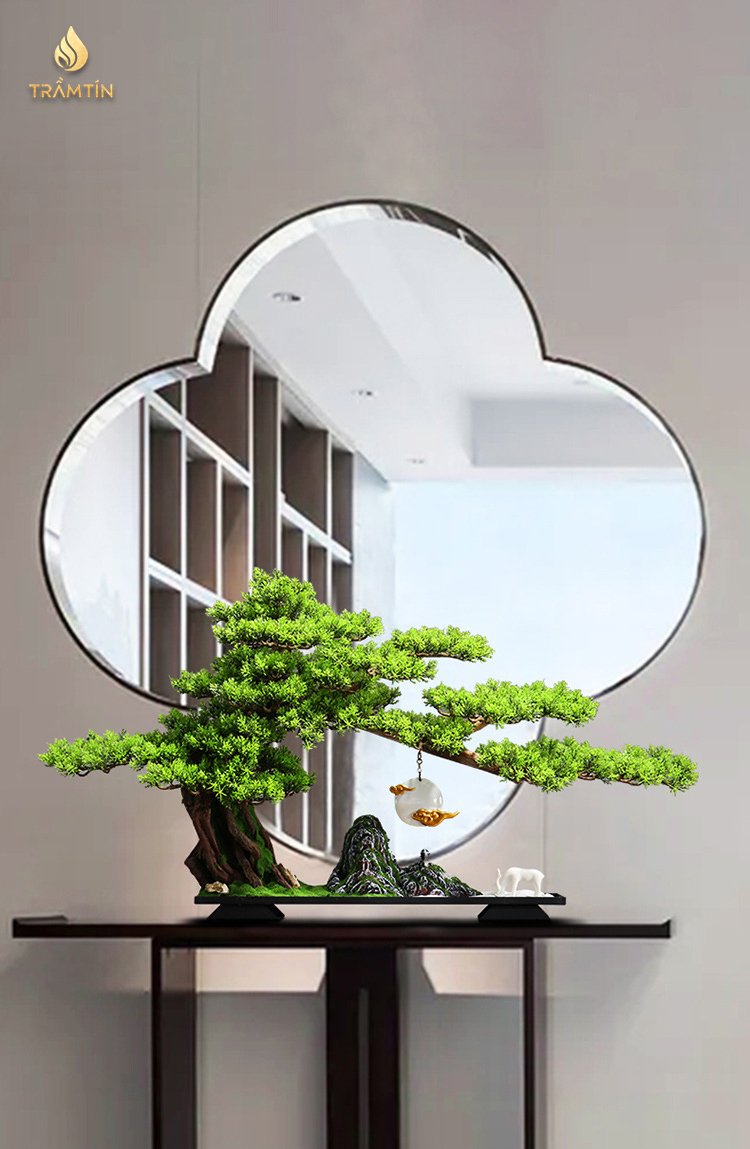 thác khói trầm hương cao cấp với tạo hình bonsai cây cảnh