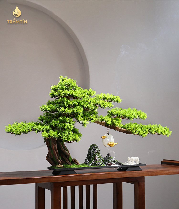 tiểu cảnh bonsai thác khói trầm hương