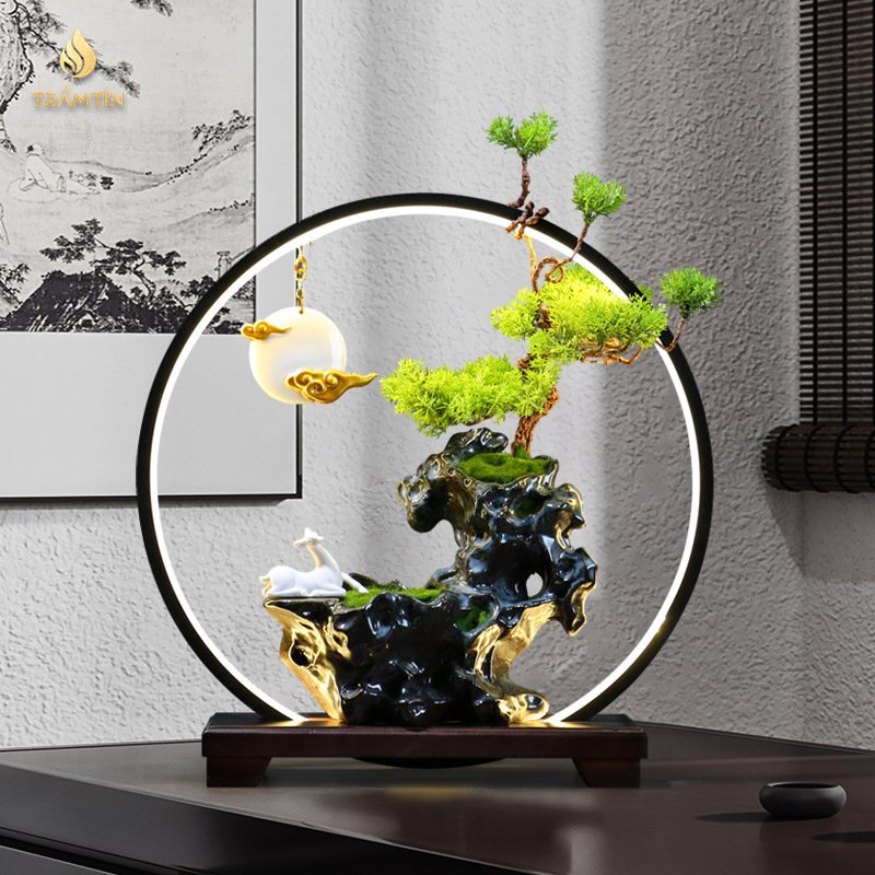 Thác khói trầm hương cao cấp Bonsai đèn Led TTA25024