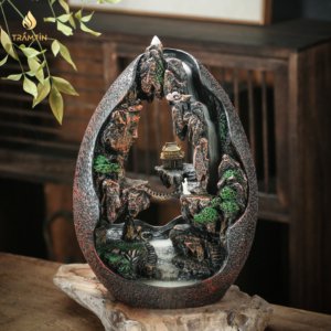 Trầm hương thác khói tiểu cảnh "Nhất Tâm Bái Phật" TTA25009-a